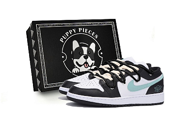 Jordan Air Jordan 1 Anti-Slip Wear-Resistant Low-Top Vintage Basketball Shoes Men's Black Green White