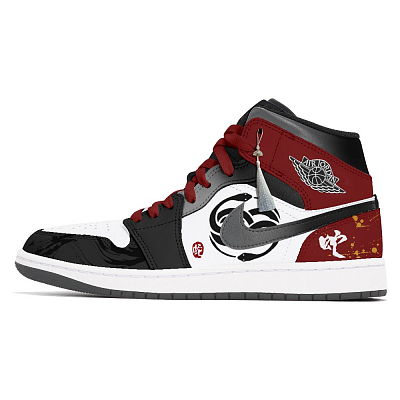Jordan Air Jordan 1 Joy Lemon Abrasion-Resistant Mid-Top Vintage Basketball Shoes Unisex Red Black White