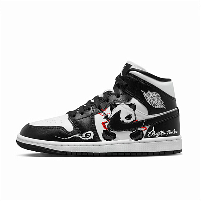 Jordan Air Jordan 1 Wear-resistant And Lightweight Mid-Top Vintage Basketball Shoes Women's Black
