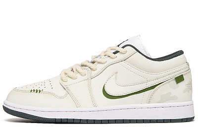 Jordan Air Jordan 1 Anti-Slip Wear-Resistant Low-Top Vintage Basketball Shoes Unisex Ecru
