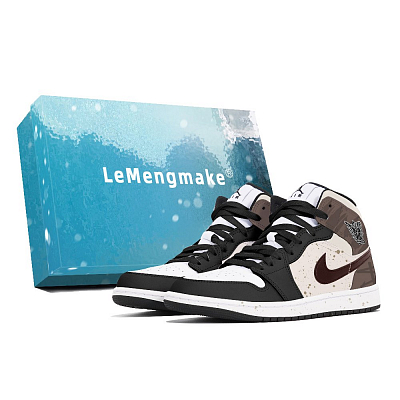 Jordan Air Jordan 1 Anti-Slip Wear-Resistant Mid-Top Vintage Basketball Shoes Men's Coffee
