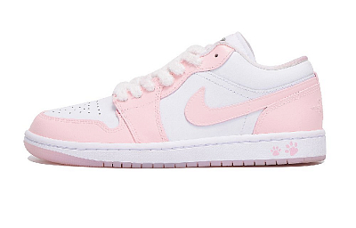 Jordan Air Jordan 1 Anti-Slip And Wear-Resistant Coverage Low-Top Vintage Basketball Shoes Women's Pink White