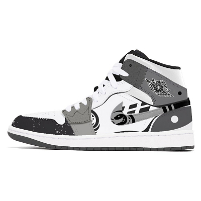 Jordan Air Jordan 1 Joy Lemon Wear-Resistant Slip-Resistant Mid-Top Vintage Basketball Shoes Unisex Black Gray Color
