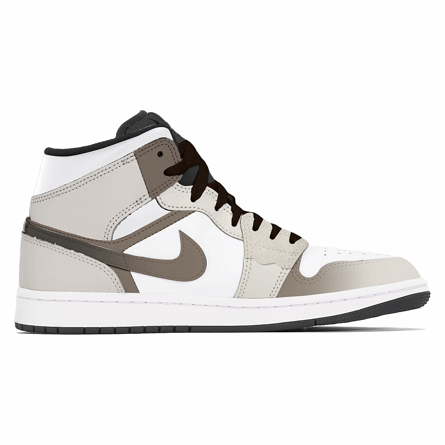 Jordan Air Jordan 1 Abrasion Resistant Mid Top Vintage Basketball Shoes Unisex Light Gray купить в интернет-магазине Yoocart с быстрой доставкой по России.