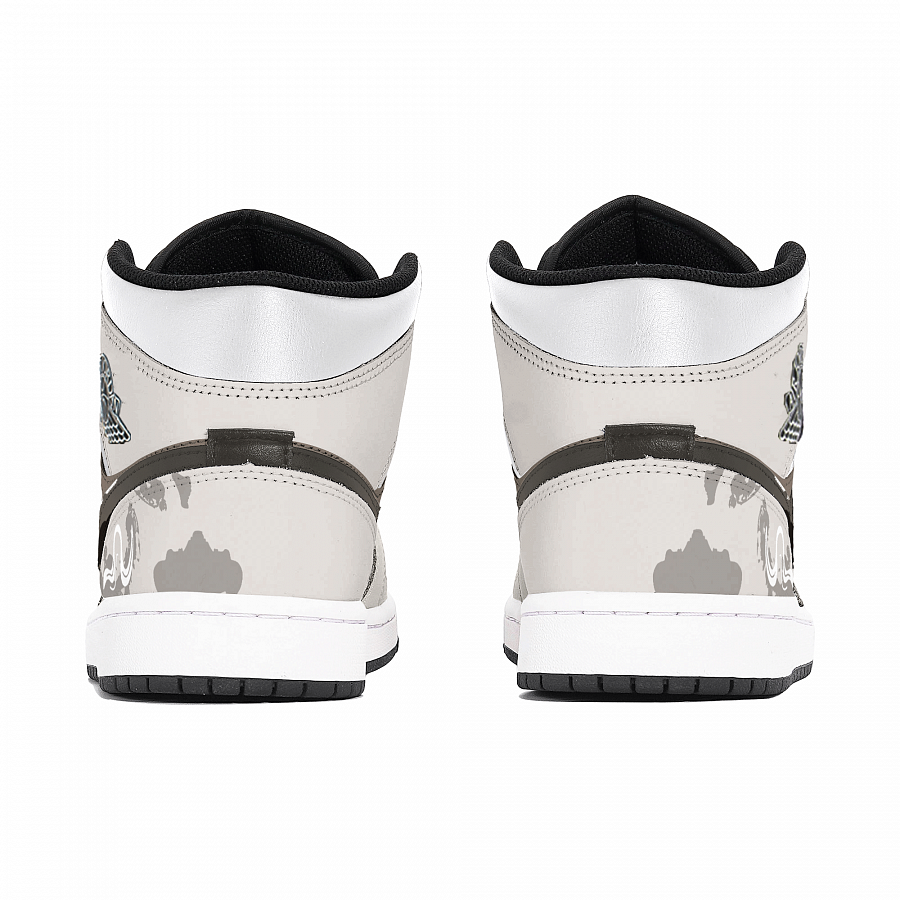 Jordan Air Jordan 1 Abrasion Resistant Mid Top Vintage Basketball Shoes Unisex Light Gray купить в интернет-магазине Yoocart с быстрой доставкой по России.