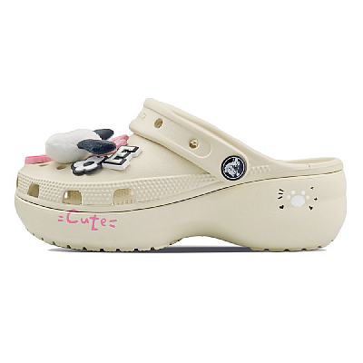 Crocs Classic Platform Clog BNK Puppy Clogs Women's Bone White