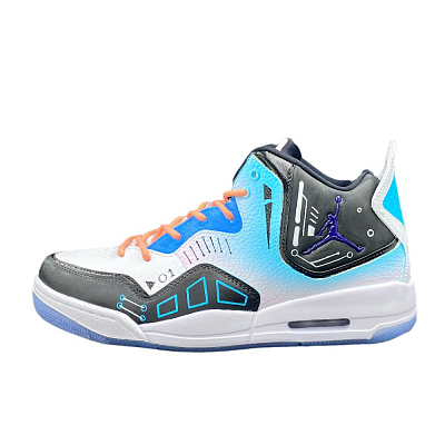 Jordan Courtside 23 HEN-Ji Anti-Slip Wear-Resistant Mid-Top Vintage Basketball Shoes Men's Blue
