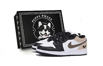 Jordan Air Jordan 1 Small Dog Fragment Special Shoe Box Snake Year Low-Top Vintage Basketball Shoes Men's Black