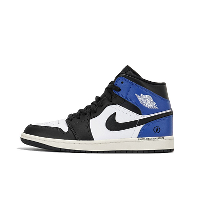 Jordan Air Jordan 1 Wear-Resistant High-Top Vintage Basketball Shoes Men's Blue Black