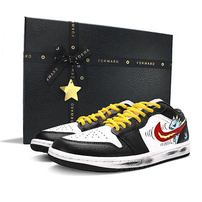 Jordan Air Jordan 1 Slip Resistant Abrasion Resistant Low top Vintage Basketball Shoes Unisex Blue White