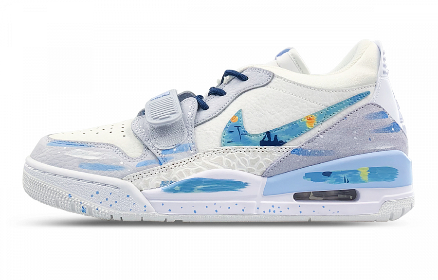 Jordan Legacy 312 Anti Slip Wear Resistant Low Top Vintage Basketball Shoes Men's White Gray Blue купить в интернет-магазине Yoocart с быстрой доставкой по России.