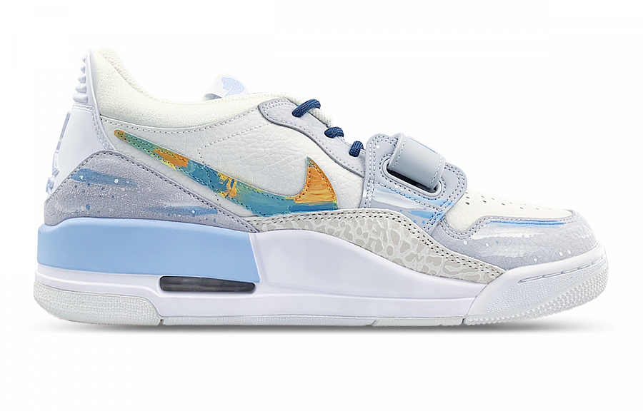 Jordan Legacy 312 Anti Slip Wear Resistant Low Top Vintage Basketball Shoes Men's White Gray Blue купить в интернет-магазине Yoocart с быстрой доставкой по России.
