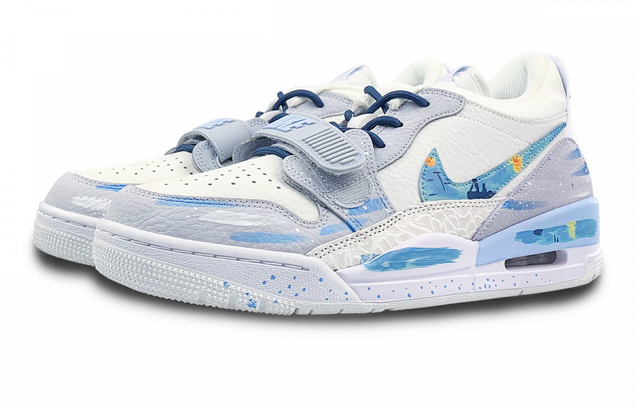 Jordan Legacy 312 Anti Slip Wear Resistant Low Top Vintage Basketball Shoes Men's White Gray Blue купить в интернет-магазине Yoocart с быстрой доставкой по России.