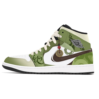 Jordan Air Jordan 1 Abrasion-Resistant Mid-Top Vintage Basketball Shoes Unisex Green