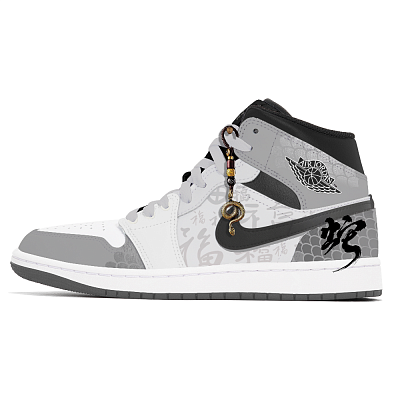Jordan Air Jordan 1 Joy Lemon Abrasion-Resistant Mid-Top Vintage Basketball Shoes Unisex Gray White