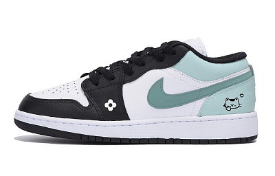Jordan Air Jordan 1 Low Top Vintage Basketball Shoes Men's Black White Green
