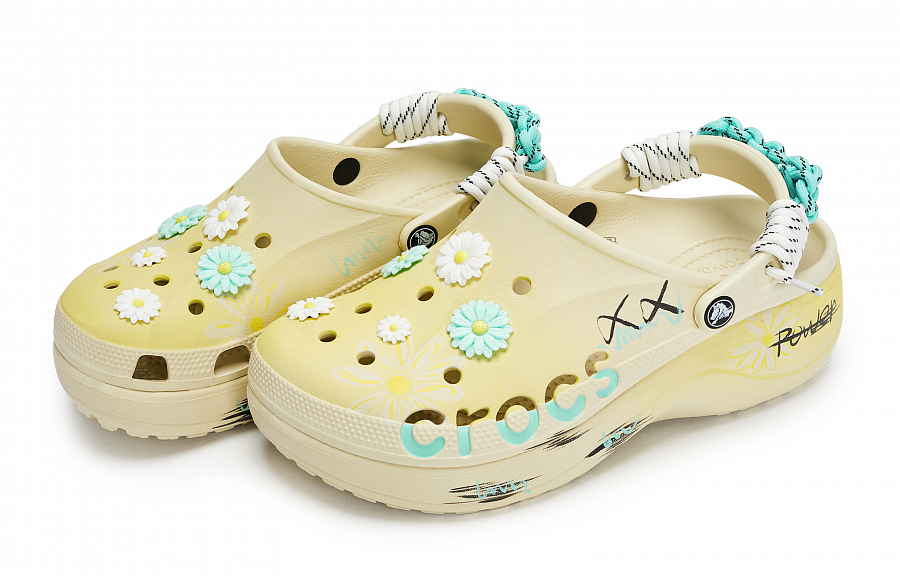 Crocs Baya Platform Clog 811 Manufacturing, Daisy Floral, Special Shoe Box Clogs Women's White Yellow Blue купить в интернет-магазине Yoocart с быстрой доставкой по России.