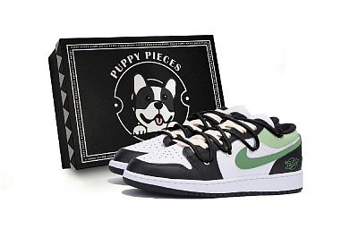 Jordan Air Jordan 1 Wear-Resistant Slip-Resistant Low-Top Vintage Basketball Shoes Men's Black Green