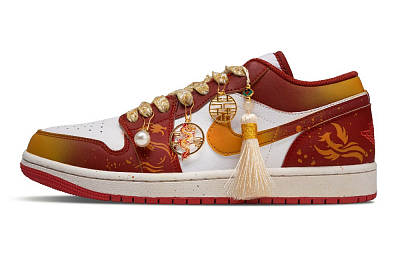 Jordan Air Jordan 1 Abrasion Resistant Low Top Vintage Basketball Shoes Men's Red Yellow