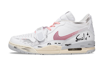 Jordan Legacy 312 Smile Anti-Slip Wear-Resistant Low-Top Vintage Basketball Shoes Men's White
