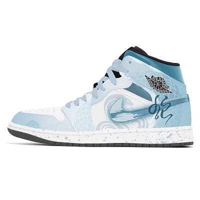 Jordan Jordan 1 Joy Lemon Abrasion-Resistant Slip-Resistant Mid-Top Vintage Basketball Shoes Unisex Blue
