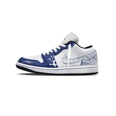 Jordan Air Jordan 1 'PalmWave' Slip Resistant Low Top Vintage Basketball Shoes Women's Blue White