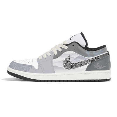 Jordan Air Jordan 1 Abrasion-Resistant Low-Top Vintage Basketball Shoes Men's Gray