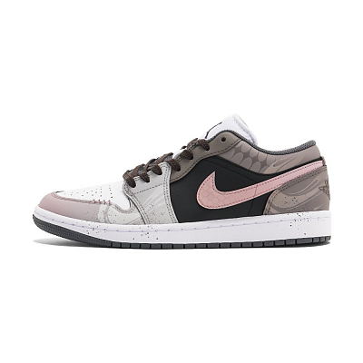 Jordan Air Jordan 1 Abrasion Resistant Low Top Vintage Basketball Shoes Unisex Black Brown Pink