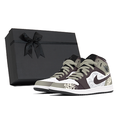 Jordan Air Jordan 1 Dust, Dry Brown Abrasion Resistant Mid Top Vintage Basketball Shoes Men's Brown