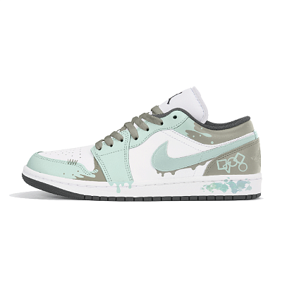 Jordan Air Jordan 1 Abrasion Resistant Low Top Vintage Basketball Shoes Unisex Light Cyan