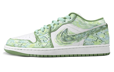 Jordan Air Jordan 1 Abrasion Resistant Low Top Skateboard Shoes Unisex Green