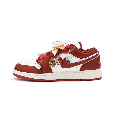 Jordan Air Jordan 1 Anti Slip Wear Resistant Low Top Vintage Basketball Shoes Women's Red