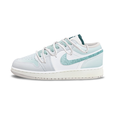 Jordan Air Jordan 1 Abrasion Resistant Low Top Vintage Basketball Shoes Unisex White Green