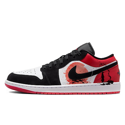 Jordan Air Jordan 1 Low Cushioning, Wear Resistant Low Top Vintage Basketball Shoes Unisex Black Red
