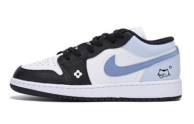 Jordan Air Jordan 1 Encounter Sea Salt Slip Resistant Low Top Vintage Basketball Shoes Men's White Blue
