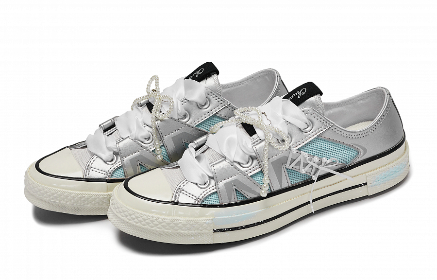Converse 1970s Sea Salt Dream Pearl Abrasion Resistant Low Top Skateboard Shoes Unisex White Blue Silver купить в интернет-магазине Yoocart с быстрой доставкой по России.