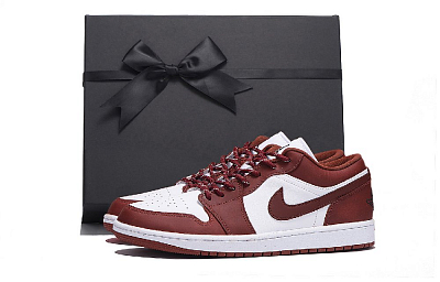 Jordan Air Jordan 1 Anti Slip Wear Resistant Low Top Vintage Basketball Shoes Unisex Red White