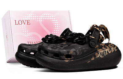 Crocs Crush Clog Classic Crush Black Elegance Leopard Print, Box Clogs Unisex Black