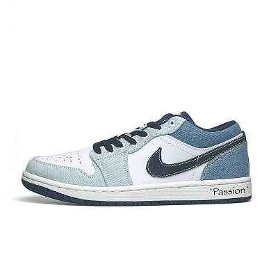 Jordan Air Jordan 1 Vassell Anti Slip Wear Resistant Low Top Vintage Basketball Shoes Men's White Blue