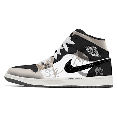 Jordan Jordan 1 Abrasion-Resistant Mid-Top Vintage Basketball Shoes Unisex White Black