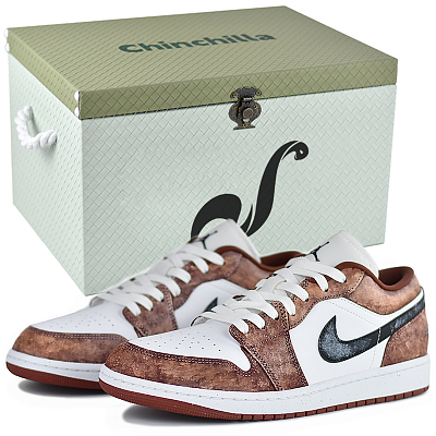 Jordan Air Jordan 1 Low Top Vintage Basketball Shoes Unisex Brown Red