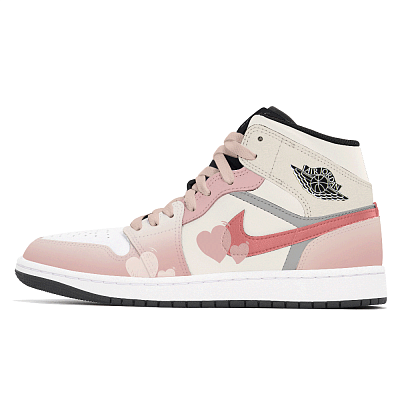 Jordan Air Jordan 1 Abrasion Resistant Slip Resistant Mid Top Vintage Basketball Shoes Men's Yellow Pink