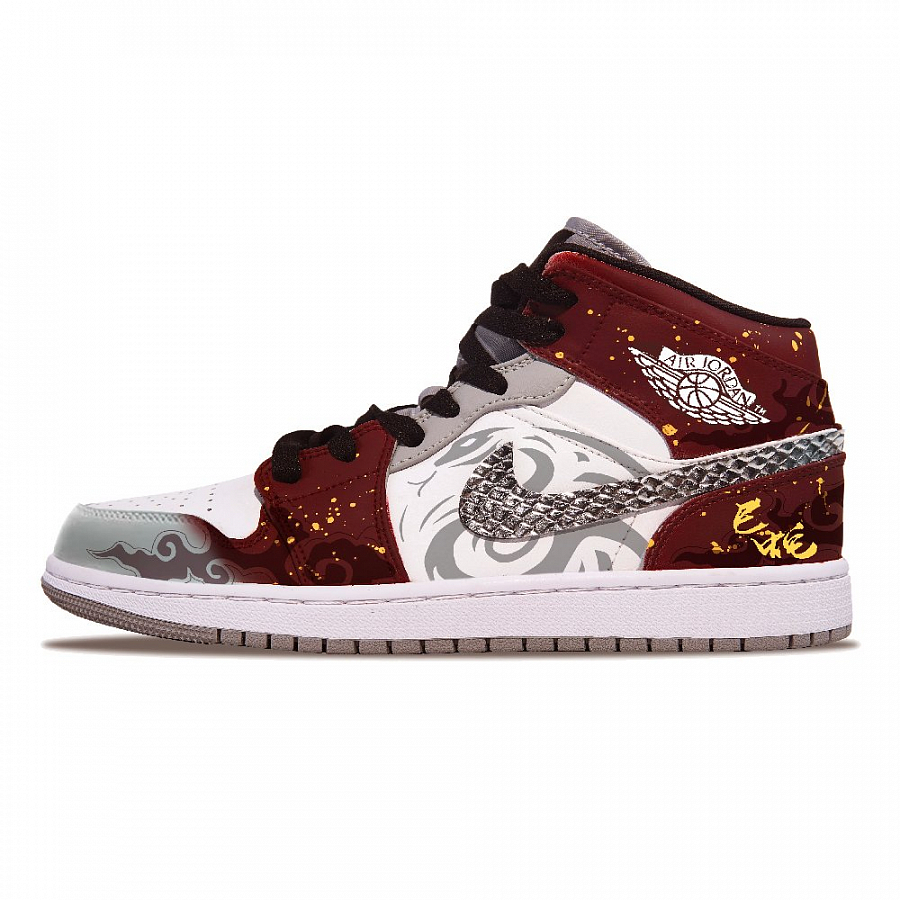 Jordan Air Jordan 1 Slip-Resistant Mid-Top Vintage Basketball Shoes Men's Burgundy купить в интернет-магазине Yoocart с быстрой доставкой по России.