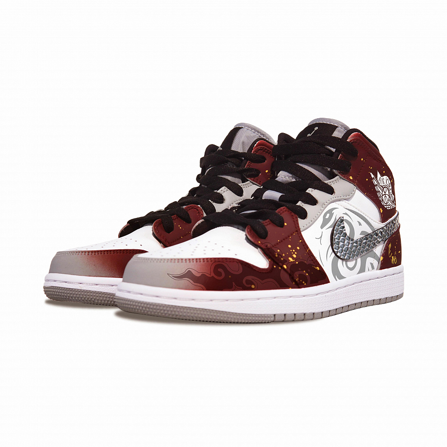 Jordan Air Jordan 1 Slip-Resistant Mid-Top Vintage Basketball Shoes Men's Burgundy купить в интернет-магазине Yoocart с быстрой доставкой по России.