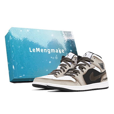 Jordan Air Jordan 1 Anti-Slip Wear-Resistant Mid-Top Vintage Basketball Shoes Men's Coffee