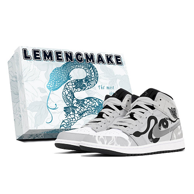 Jordan Air Jordan 1 Abrasion-Resistant Mid-Top Vintage Basketball Shoes Unisex Gray Black