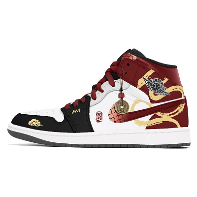 Jordan Air Jordan 1 Joy Lemon Abrasion-Resistant Mid-Top Vintage Basketball Shoes Unisex Red