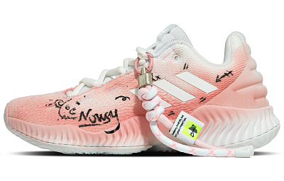Adidas Pro Bounce 2018 Pink Vibrating Anti Slip Wear Resistant Low Top Basketball Shoes Men's Pink White