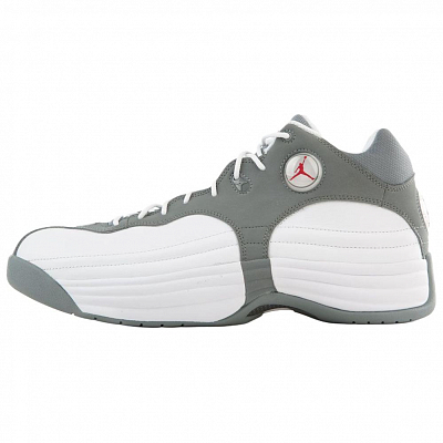 Jordan Jumpman Team I Anti Slip Wear Resistant Mid Top Vintage Basketball Shoes Men's White Gray