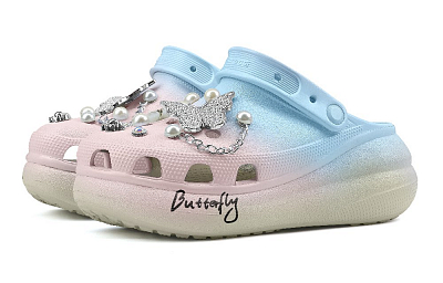 Crocs Crush Clog Butterfly Clogs Unisex Blue Pink